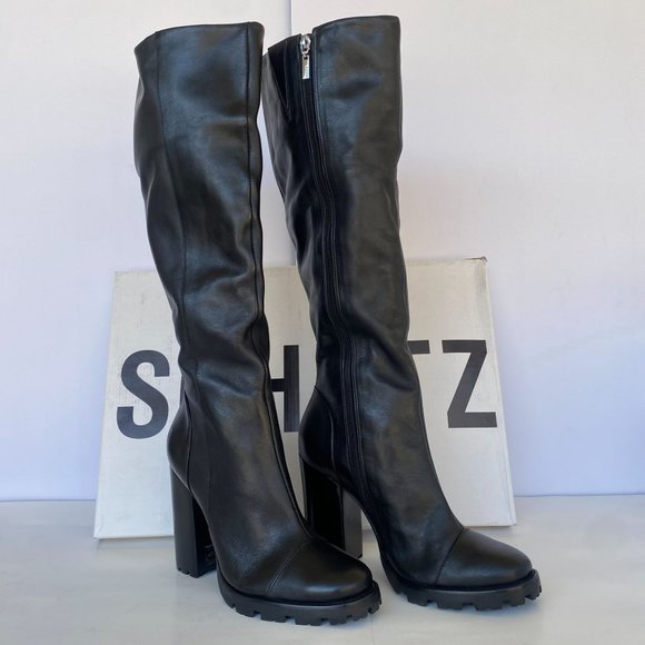SCHUTZ Shoes - NIB SCHUTZ S-TALL BLACK LEATHER LUG SOLE KNEE HIGH BOOTS SZ 8.5